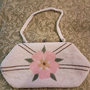 Pristine Vintage 1960s Delill Handbag Clutch Purse Pretty flower design Great we